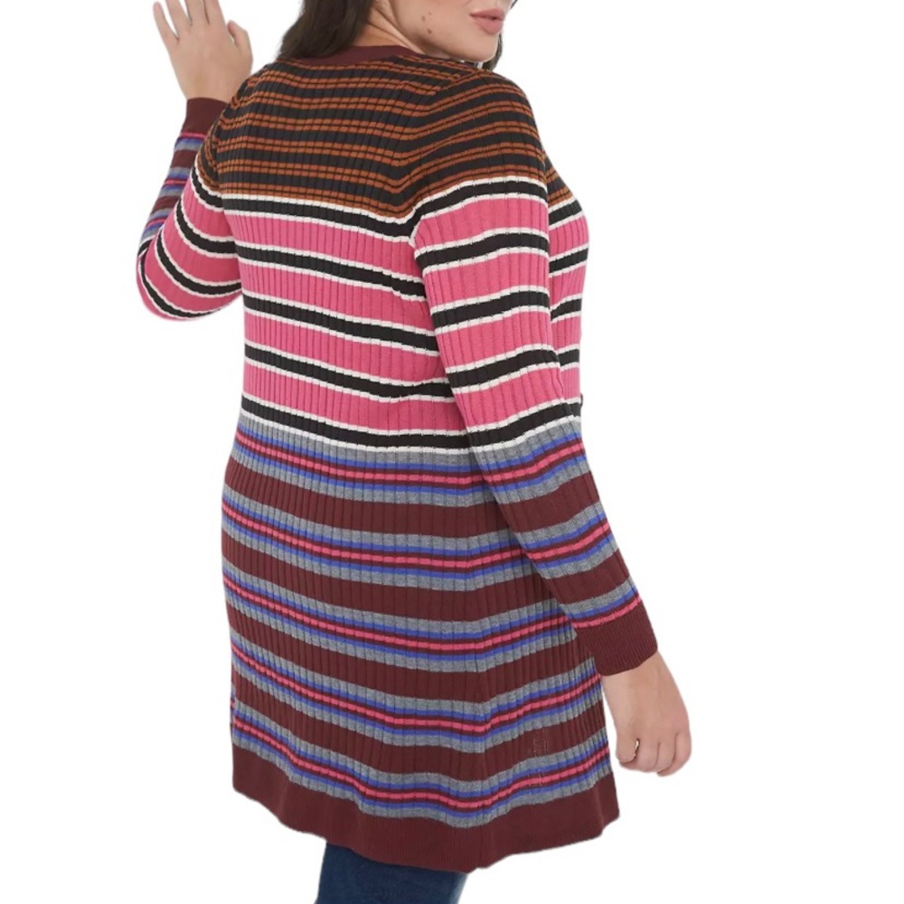 Lane Bryant Fitted Button Front Striped Duster Cardigan Multicolored Size 18/20 - Picture 3 of 15